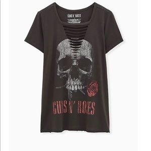 Torrid Guns N’ Roses Black Wash Slashed Tee - 5x